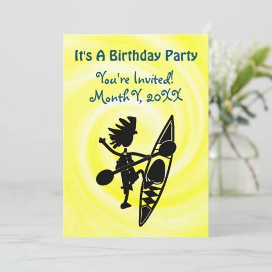 Kayak Threadful Joyful Party Uitnodiging (Staand voorkant)