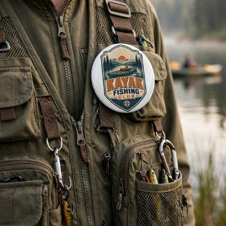 Kayak Visclub - Vintage Retro Buitenvisserij Ronde Button 6,0 Cm
