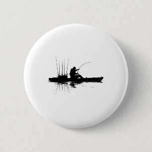 Kayak vissen grafische visser vissen kayak varen A Ronde Button 5,7 Cm