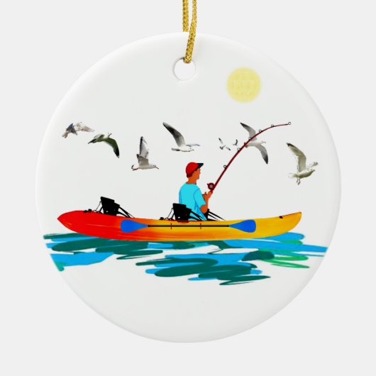 Kayak Vissen Keramisch Ornament (Voorkant)