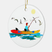 Kayak Vissen Keramisch Ornament (Links)
