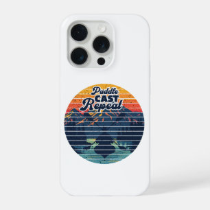 Kayak Vissen Paddle Retro Zonsondergang iPhone 15 Pro Case