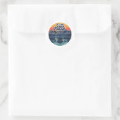 Kayak Vissen Paddle Retro Zonsondergang Ronde Sticker (Tas)