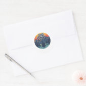 Kayak Vissen Paddle Retro Zonsondergang Ronde Sticker (Envelop)