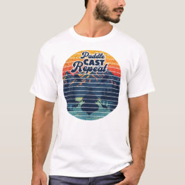 Kayak Vissen Paddle Retro Zonsondergang T-shirt