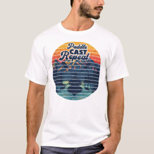Kayak Vissen Paddle Retro Zonsondergang T-shirt