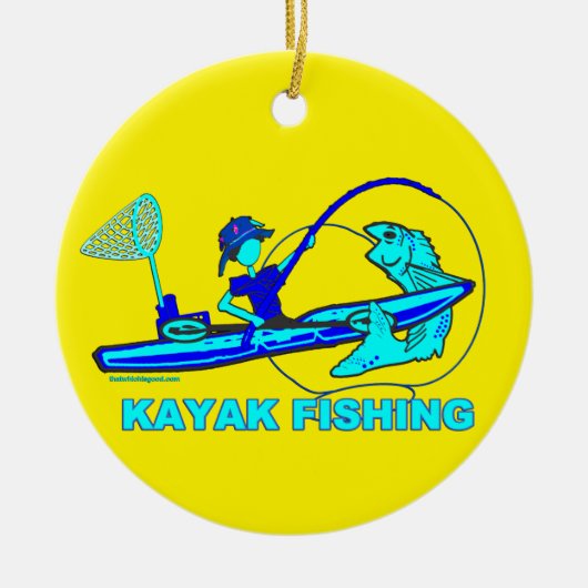 Kayak Vissen Royal Blue Aqua Keramisch Ornament (Voorkant)