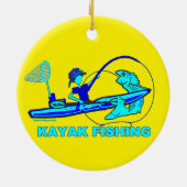 Kayak Vissen Royal Blue Aqua Keramisch Ornament (Achterkant)