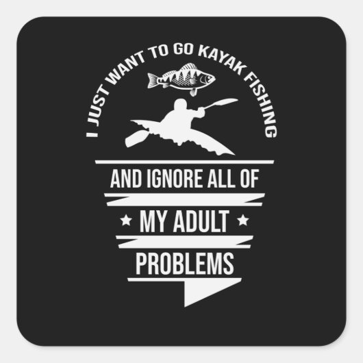 Kayak Vissen Vierkante Sticker (Voorkant)
