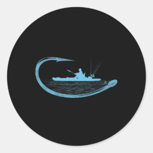 Kayak visser vishaak Grafisch Kayaker Angelen Ronde Sticker