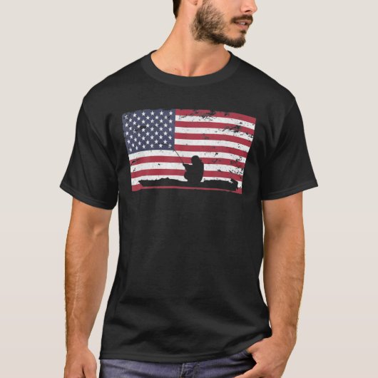 Kayak Vist Amerikaanse vlag T-shirt (Voorkant)