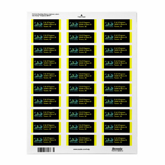 Kayak Vist Black & White Whimsy Etiket (Full Sheet)