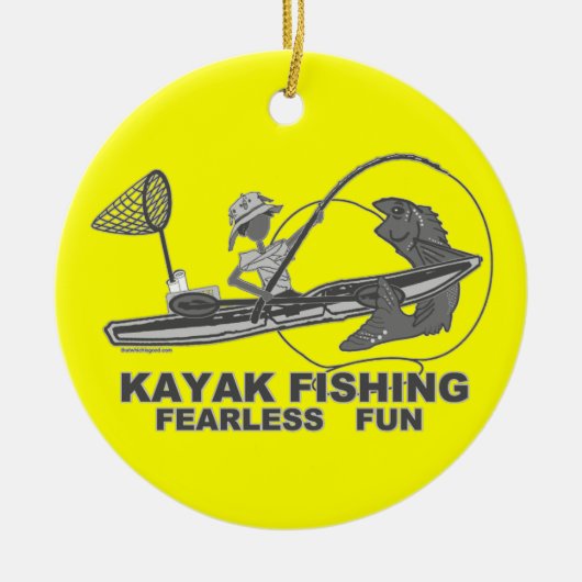 Kayak Vist Black & White Whimsy Keramisch Ornament (Voorkant)
