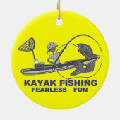 Kayak Vist Black & White Whimsy Keramisch Ornament (Achterkant)