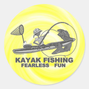 Kayak Vist Black & White Whimsy Ronde Sticker