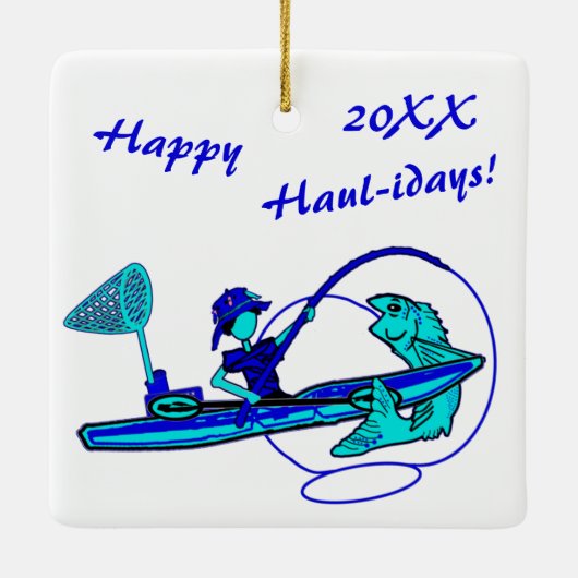 Kayak Vist Holiday Ceramic Ornament (Achterkant)