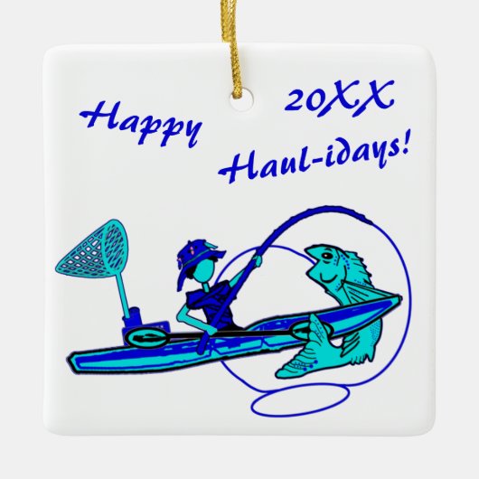 Kayak Vist Holiday Ceramic Ornament (Voorkant)