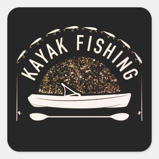 Kayak Vist  tekst Kayak Fisherman Vierkante Sticker (Voorkant)