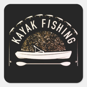 Kayak Vist tekst Kayak Fisherman Vierkante Sticker