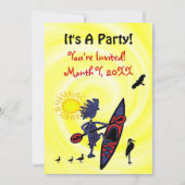 Kayak Vogels Pret Feest Uitnodiging (Voorkant)