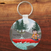 Kayak - Vrouw Cartoon door PrintedPerfection.com Sleutelhanger (Voorkant)