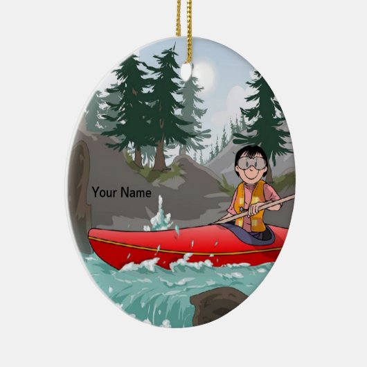 Kayak - Vrouw Keramisch Ornament (Rechts)