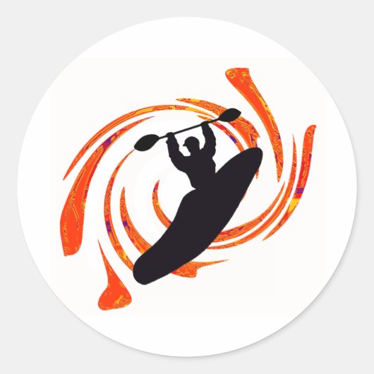 kayak Waters Rising Ronde Sticker (Voorkant)