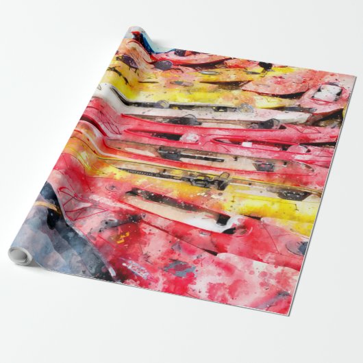 Kayak-waterverf Cadeaupapier (Uitgerold)