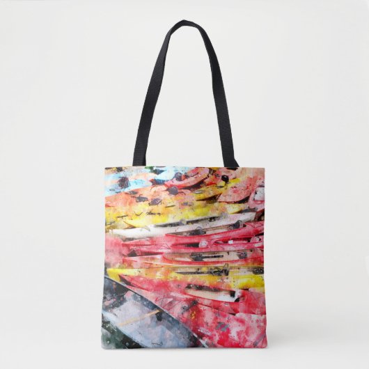 Kayak-waterverf Tote Bag (Voorkant)