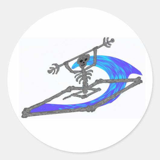 Kayak Wavey Botten Ronde Sticker (Voorkant)