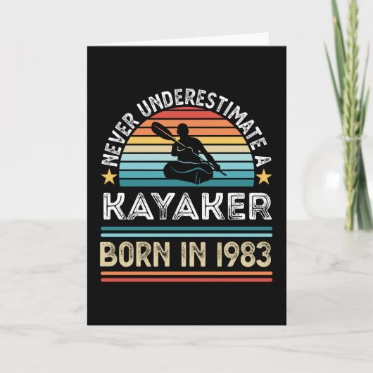 Kayaker geboren in 1983 40th Birthday Kayaking Gif Kaart (Voorkant)