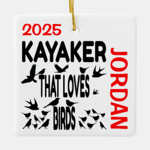Kayaker houdt van vogels CUSTOM Keramisch Ornament