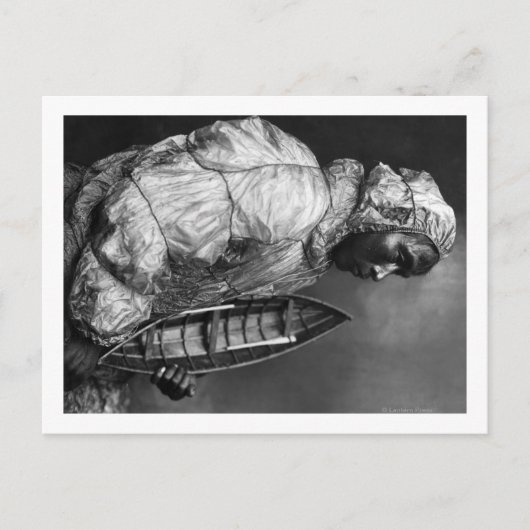 Kayaker met een waterdichte jas met een speelgoed- briefkaart (Voorkant)