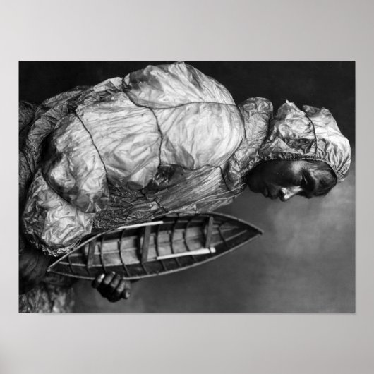 Kayaker met een waterdichte jas met een speelgoed- poster (Voorkant)