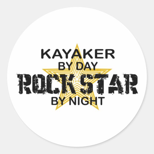 Kayaker Rock Star by Night Ronde Sticker (Voorkant)