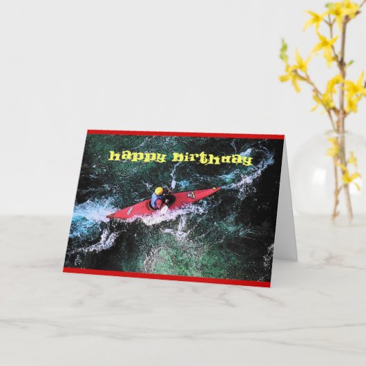 Kayaker Verjaardag Kaart (Gele Bloem)