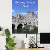 Kayakers op Pulteney Bridge, Bath, Groot-Brittanni Poster