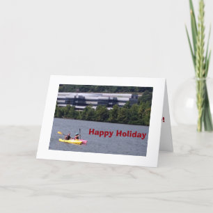 KAYAKERS PADDLE UIT OM HOLIDAAG TE ZEGGEN FEESTDAGEN KAART