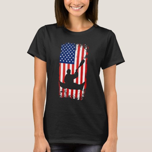 Kayaking American Flag Kayak Lake  Paddling Paddle T-shirt (Voorkant)
