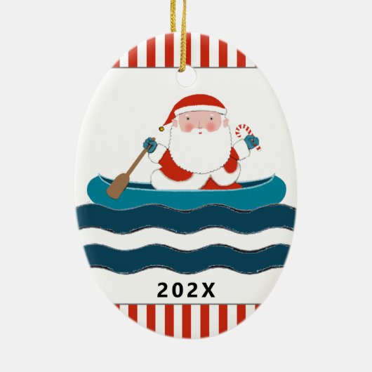 Kayaking Canoe Camping 2023 Keramisch Ornament (Achterkant)
