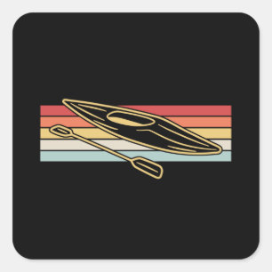 Kayaking Canoeing Retro Vierkante Sticker