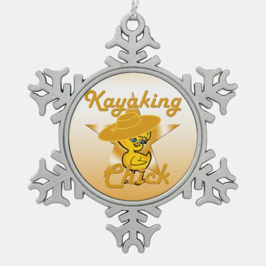 Kayaking Chick #10 Tin Sneeuwvlok Ornament (Voorkant)