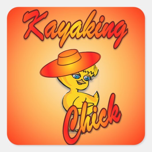 Kayaking Chick #5 Vierkante Sticker (Voorkant)