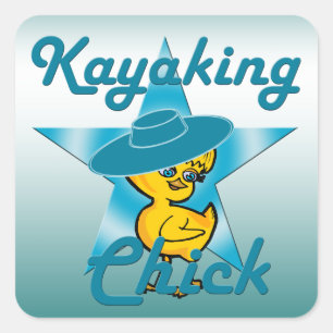 Kayaking Chick #7 Vierkante Sticker