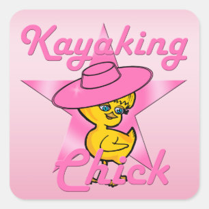 Kayaking Chick #8 Vierkante Sticker