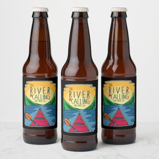 Kayaking - de rivier belt en ik moet gaan bier etiket (Flessen)