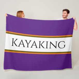 KAYAKING Fun Paarse Witte Sinaasappel Racing Strip Fleece Deken