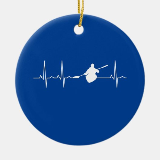 Kayaking Heartbeat Keramisch Ornament (Voorkant)