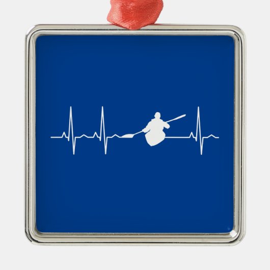 Kayaking Heartbeat Metalen Ornament (Voorkant)