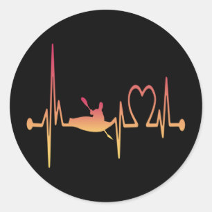 Kayaking Heartbeat Ronde Sticker